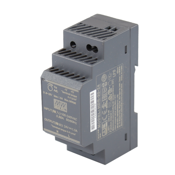 30 Watt Series / 24 VDC / 1.50 Amps Industrial Single Output DIN Rail Power Supply