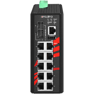 12-Port Industrial Gigabit PoE+ Managed Ethernet Switch, w/8*10/100/1000Tx (30W/Port) + 2*10/100/1000Tx + 2*100/1000 SFP, 48~55VDC