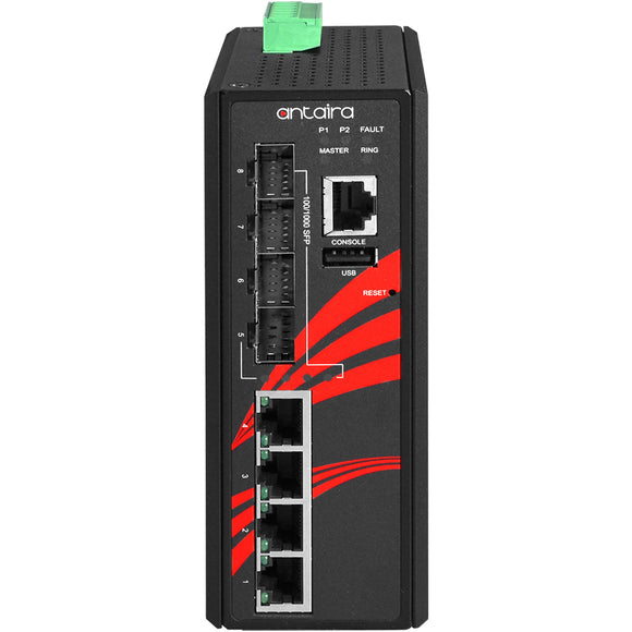 8-Port Industrial Gigabit Managed Ethernet Switch w/4*10/100/1000Tx Ports + 4*100/1000Fx SFP Slots