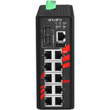 12-Port Industrial Gigabit Managed Ethernet Switch w/8*10/100Tx + 2*10/100/1000Tx RJ45 + 2*100/1000 SFP Slots