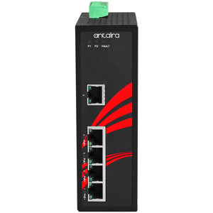 5-Port Industrial PoE+ Unmanaged Gigabit Ethernet Switch w/4*10/100/1000Tx (30W/Port) + 1*10/100/1000Tx, 12~36VDC