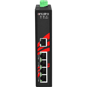 5-Port Industrial PoE+ Unmanaged Ethernet Switch, w/4*10/100Tx (30W/Port) + 1*10/100Tx, 48~55VDC