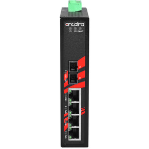 5-Port Industrial PoE+ Unmanaged Ethernet Switch w/4x10/100TX (30W/Port) + 1*100Fx Multi-mode 2Km, 48~55VDC
