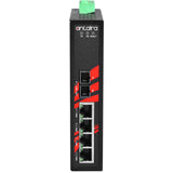 5-Port Industrial PoE+ Unmanaged Ethernet Switch w/4x10/100TX (30W/Port) + 1*100Fx Single-mode 30Km, 48~55VDC