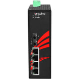 5-Port Industrial PoE+ Unmanaged Ethernet Switch, w/4*10/100Tx (30W/Port) + 1*100Fx Multi-Mode 2Km, ST Connector, 12VDC-36VDC