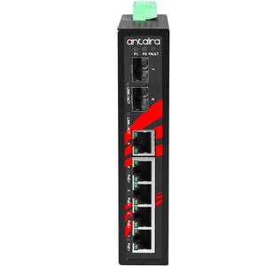 7-Port Industrial Unmanaged Ethernet Switch, w/5*10/100Tx + 2*100/1000 SFP Slot