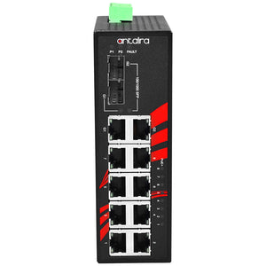 10-Port Industrial PoE+ Gigabit Unmanaged Ethernet Switch, w/8*10/100Tx + 2*Gigabit Combo (2*10/100/1000 RJ45, and 2*100/1000 SFP Slot); 12~36VDC