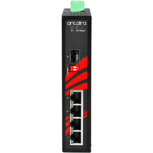 5-Port Industrial Unmanaged Ethernet Switch, w/4*10/100/1000Tx + 1*100/1000 SFP Slot
