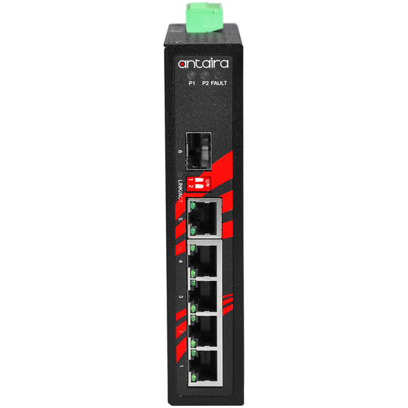 6-Port Industrial Unmanaged Ethernet Switch, w/5*10/100/1000Tx + 1*100/1000 SFP Slot