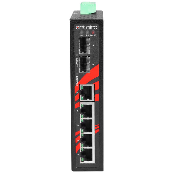 7-Port Industrial Gigabit Unmanaged Ethernet Switch, w/5*10/100/1000Tx + 2*100/1000 SFP Slot