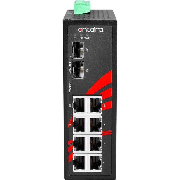 8-Port Industrial Unmanaged Ethernet Switch, w/6*10/100Tx + 2*Gigabit Combo Ports (2*10/100/1000 RJ45, 2*100/1000 SFP)