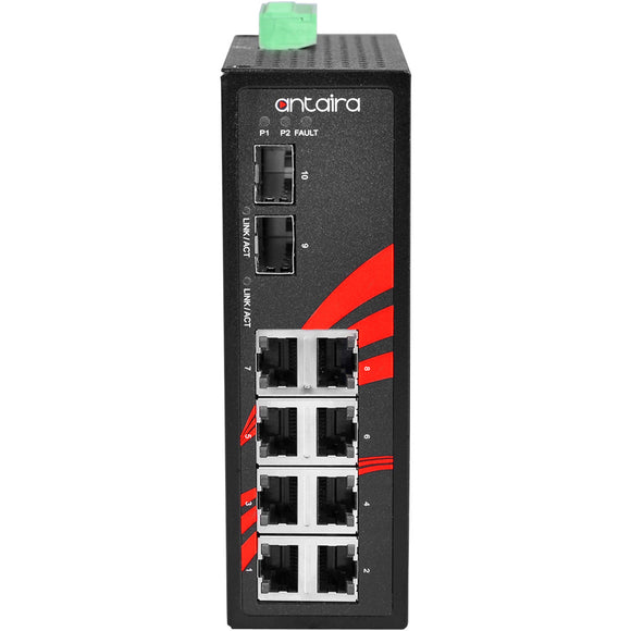 10-Port Industrial Gigabit Unmanaged Ethernet Switch, w/8*10/100/1000Tx + 2*100/1000 SFP Slots