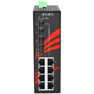 12-Port Industrial Gigabit Unmanaged Ethernet Switch, w/ 8*10/100/1000Tx + 4*100/1000 SFP Slots