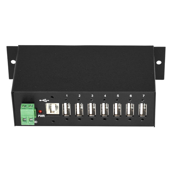 Industrial 7-Port USB Hub, Metal Case, with Locking Feature. Supports USB 1.1 and 2.0