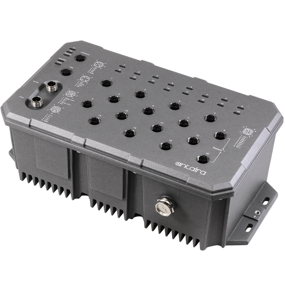 16-Port Industrial M12 IP67 Waterproof Gigabit Managed Ethernet Switch w/16*10/100/1000Tx Ports