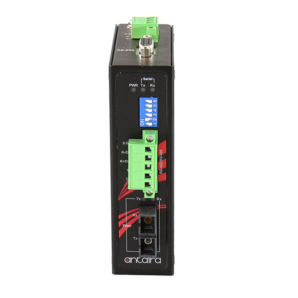 Industrial Compact RS-232/422/485 To Fiber Converter, Multi-Mode 2KM, SC Connector, -40°C ~ 70°C