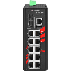 12-Port Industrial PoE+ Managed Ethernet Switch, w/8*10/100Tx (30W/Port) , 2*10/100/1000Tx RJ45, and 2*100/1000 SFP Slots; 12~36VDC