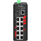12-Port Industrial PoE+ Managed Ethernet Switch, w/8*10/100Tx (30W/Port) , 2*10/100/1000Tx RJ45, and 2*100/1000 SFP Slots