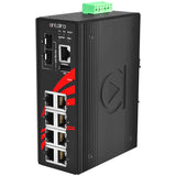 10-Port Industrial PoE+ Managed Ethernet Switch, w/8*10/100/1000Tx (30W/port) + 2*100/1000 SFP Slot, 12~36VDC