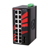18-Port Industrial Gigabit Unmanaged Ethernet Switch, w/ 16*10/100/1000Tx + 2*100/1000 SFP Slots